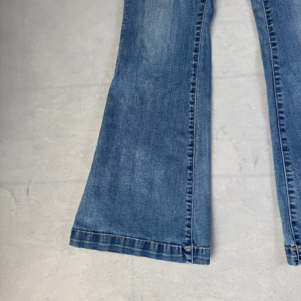 American Eagle Outfitters Womens Flared Jeans Blue Denim Super Low Rise Comfy 4 - Picture 11 of 16